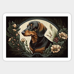 Dachshund - Art Nouveau Style Sticker